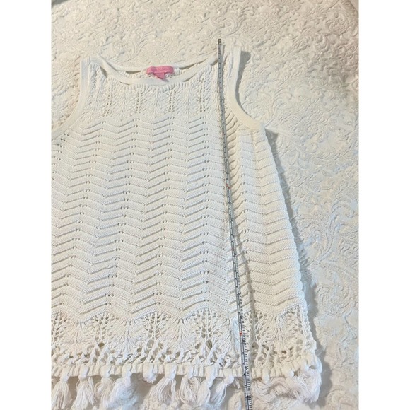 Lilly Pulitzer Brooklyn Sweater tank white fringe cutouts sleeveless cro… - Picture 8 of 10